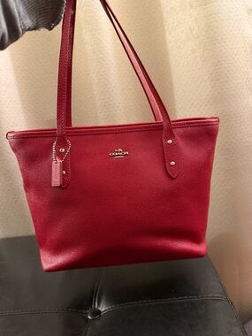 Coach Crimson Pebble Leather Tote